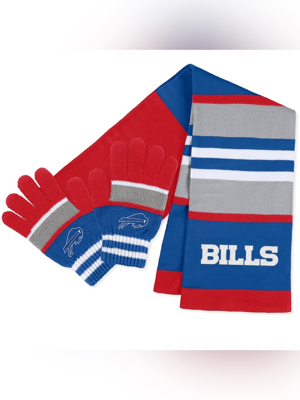$50 Women's WEAR by Erin Andrews Buffalo Bills Stripe Glove & Scarf Set
